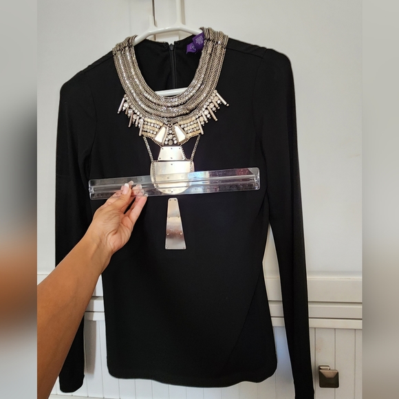 PURPUL LABEL NWOT Runway collection💜  jeweled necklace inlaid in SILVER metal - Picture 9 of 12